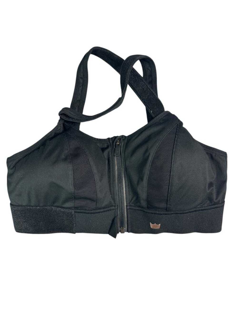 SHEFIT Ultimate Sports Bra Luxe Black High Impact Zip Front Adjustable Support